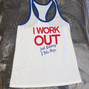 Athletic Works Tank Top“I WORK OUT just kidding I take naps” Size Medium 8-10